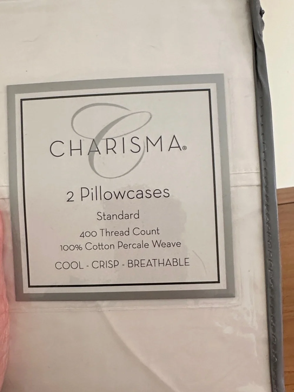 Charisma White Pillowcases 2-Pack in Transparent Zip Pouch